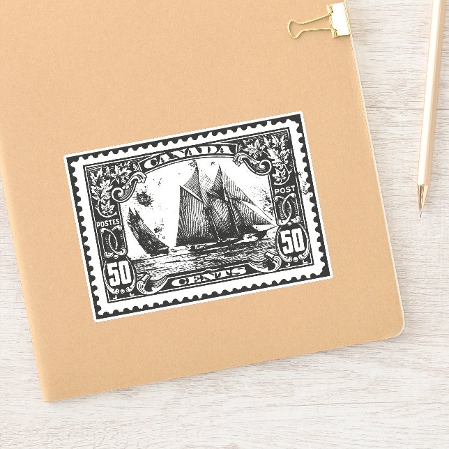 Vintage Canada Stamp Schooner Sticker (Notebook)
