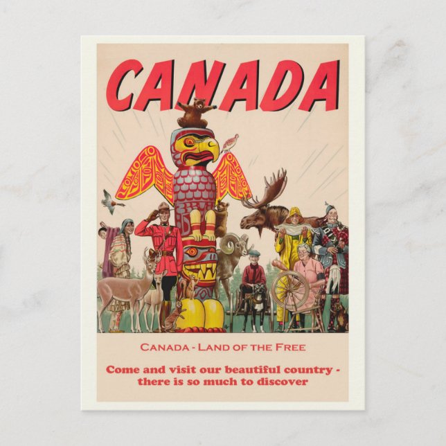 Vintage Canada Travel Tourism Poster Postcard (Front)