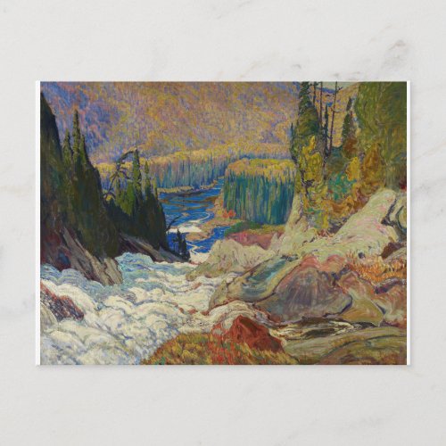 Vintage Canadian J E Jackson Waterfall Painting Postcard