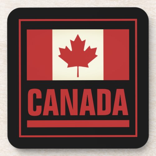 Vintage Canadian maple leaf flag of Canada Beverage Coaster