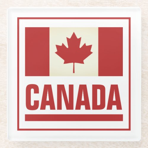 Vintage Canadian maple leaf flag of Canada Glass Coaster