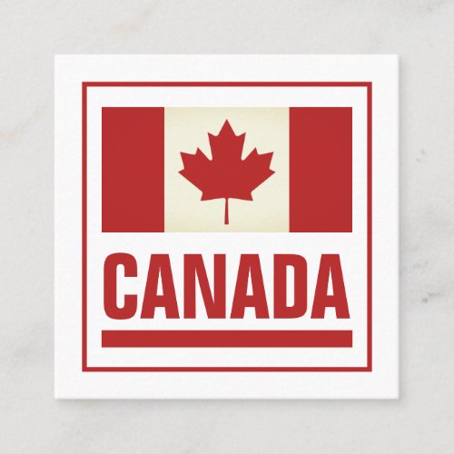 Vintage Canadian maple leaf flag of Canada Square Business Card