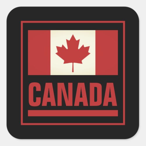 Vintage Canadian maple leaf flag of Canada Square Sticker