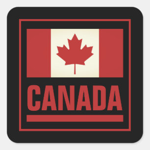 Vintage Canadian maple leaf flag of Canada Square Sticker