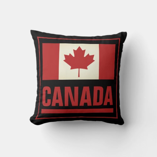 Vintage Canadian maple leaf flag of Canada Throw Pillow