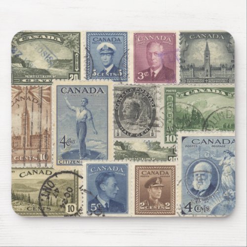 Vintage Canadian postage stamps Mouse Pad