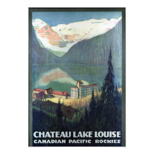 Vintage Canadian Rockies Lake Louise Travel Photo Print