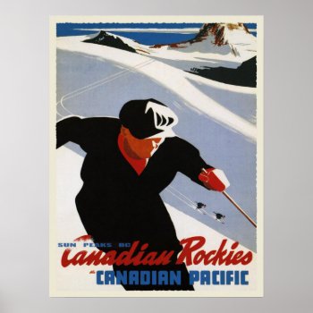 Vintage Canadian Rockies Ski Print by cardland at Zazzle