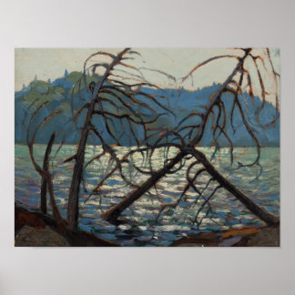 Vintage Canadian Tom Thomson Painting Canoe Lake Poster