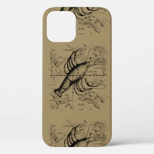 Vintage Cancer Constellation Map Hevelius 1690 iPhone 12 Case