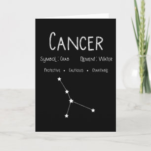 Vintage Cancer Star Sign Horoscope Birthday Gift Card