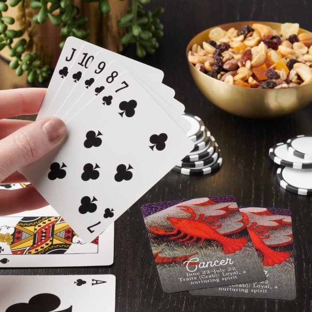 Vintage Cancer the Crab Zodiac Sign Poker Cards (In Situ)