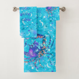 Vintage Cancer Zodiac bath towel set
