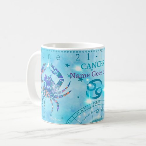 Vintage Cancer Zodiac Sign Blue personalized Coffee Mug