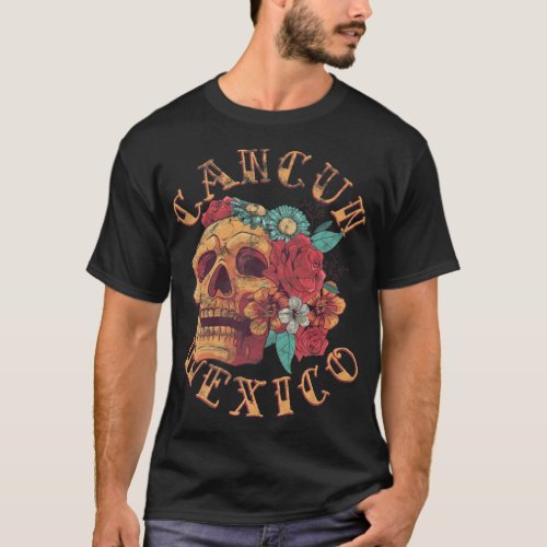 Vintage Cancun Beach Mexico Tattoo Ink Skull Premi T_Shirt