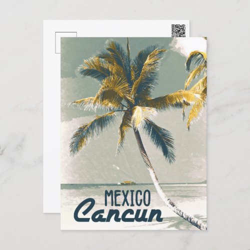 Vintage Cancun Mexico Poster Art Travel Postcard