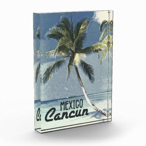 Vintage Cancun Mexico Retro Postcard Travel Art Photo Block
