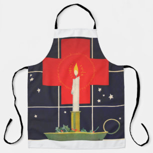 Vintage Candle with the Sign of the Cross Art Apron
