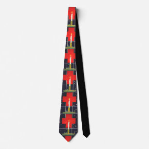 Vintage Candle with the Sign of the Cross Art Neck Tie