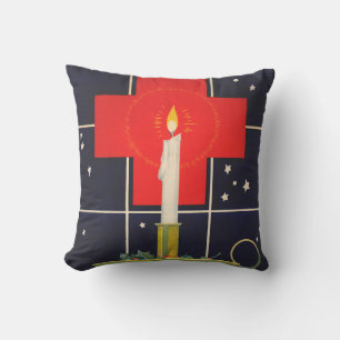 Vintage Candle with the Sign of the Cross Art Throw Pillow