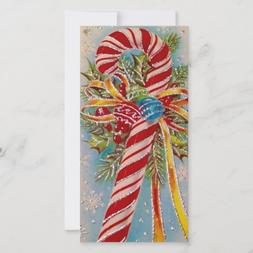 Vintage Candy Cane Christmas Custom Holiday Card