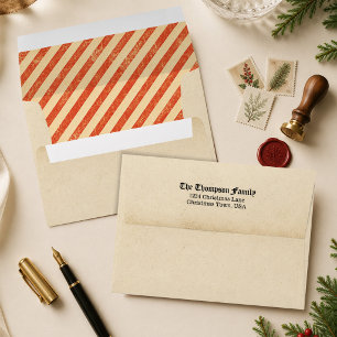 Vintage Candy Cane Christmas Return Address Envelope