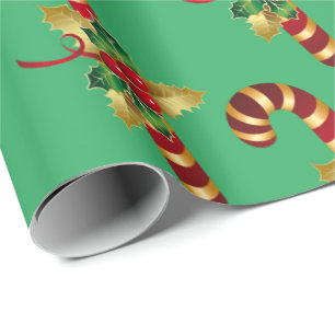 Vintage Candy Cane Christmas Wrapping Paper