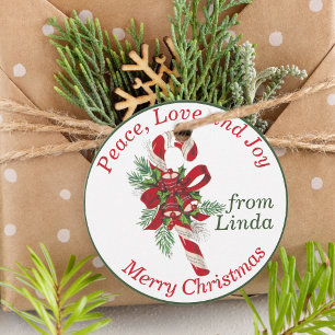 Vintage Candy Cane Custom Christmas Gift  Favor Tags