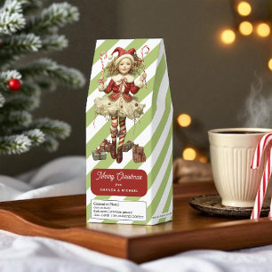Vintage Candy Cane Girls Personalized Christmas Roasted Coffee