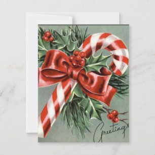 Vintage candy cane holiday card