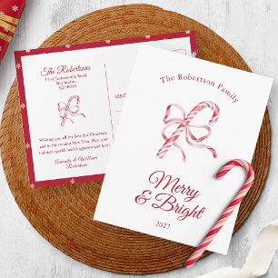Vintage Candy Cane “Merry & Bright” Christmas Card