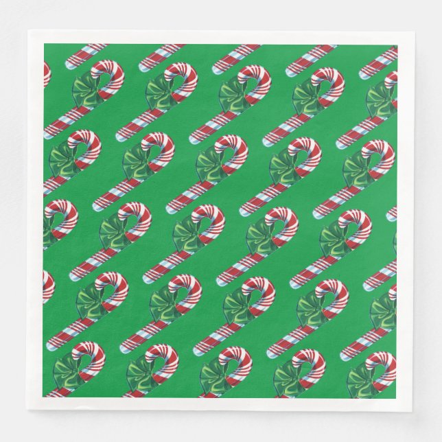 Vintage Candy Cane Paper Napkin (Front)
