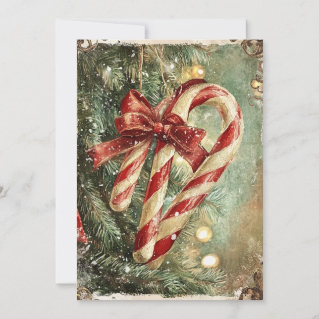 Vintage Candy Canes Card (Front)