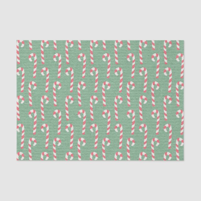 Vintage Candy Canes Pattern Tissue Paper (Front)