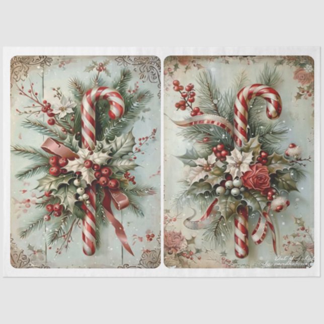 Vintage Candy Canes Tissue Paper (Front)