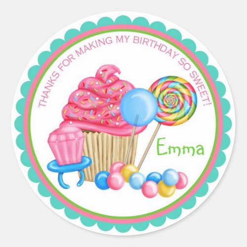 Vintage Candy Parlor Birthday Stickers