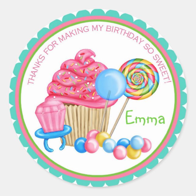 Vintage Candy Parlor Birthday Stickers (Front)