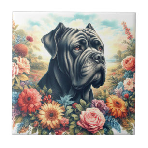 Vintage Cane Corso Dog Painting Ceramic Tile