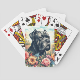 Vintage Cane Corso Dog Painting Poker Cards
