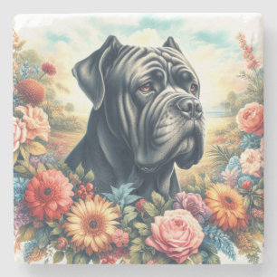 Vintage Cane Corso Dog Painting Stone Coaster