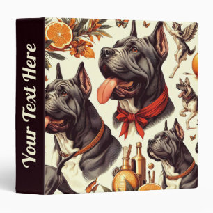 Vintage Cane Corso Illustration 3 Ring Binder