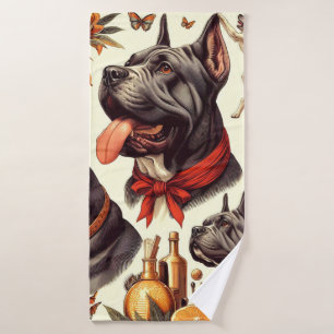 Vintage Cane Corso Illustration Bath Towel