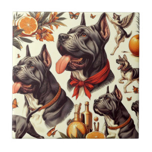 Vintage Cane Corso Illustration Ceramic Tile