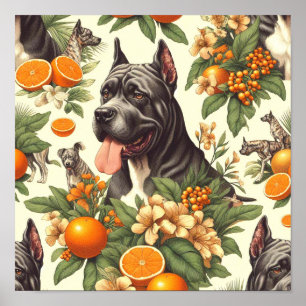 Vintage Cane Corso Seamless Poster