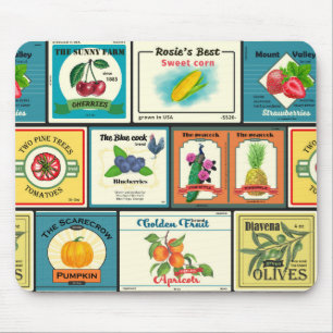Vintage canned goods-Fruit labels Mouse Pad