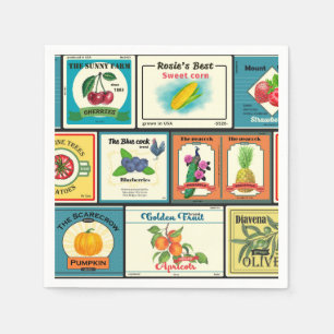 Vintage canned goods-Fruit labels Napkins