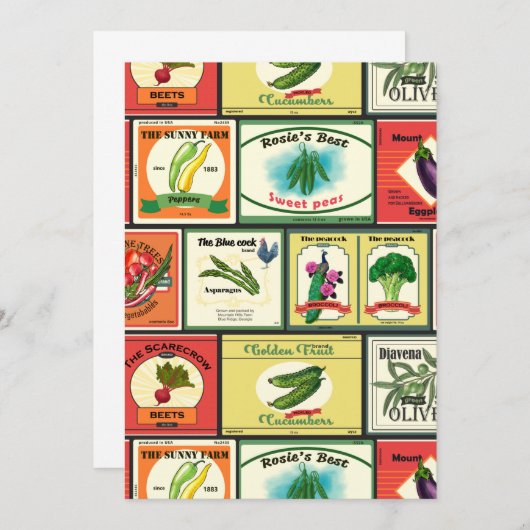 Vintage canned goods-Vegetables labels (Front/Back)