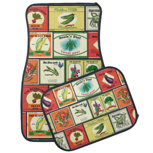 Vintage canned goods-Vegetables labels Car Floor Mat