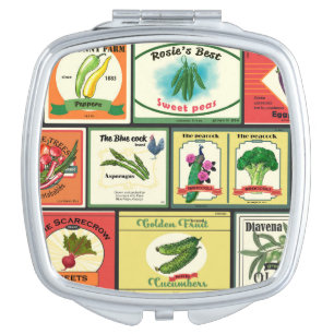 Vintage canned goods-Vegetables labels Compact Mirror