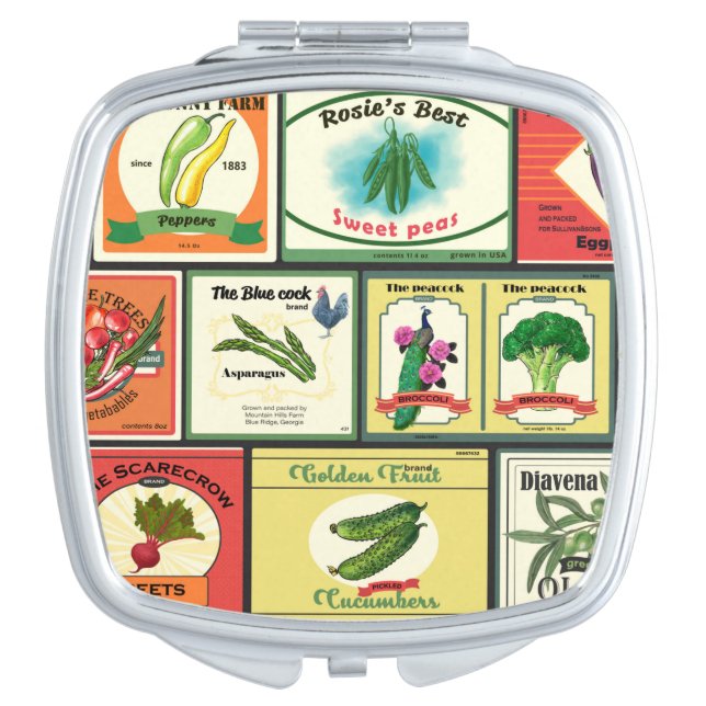 Vintage canned goods-Vegetables labels Compact Mirror (Front)